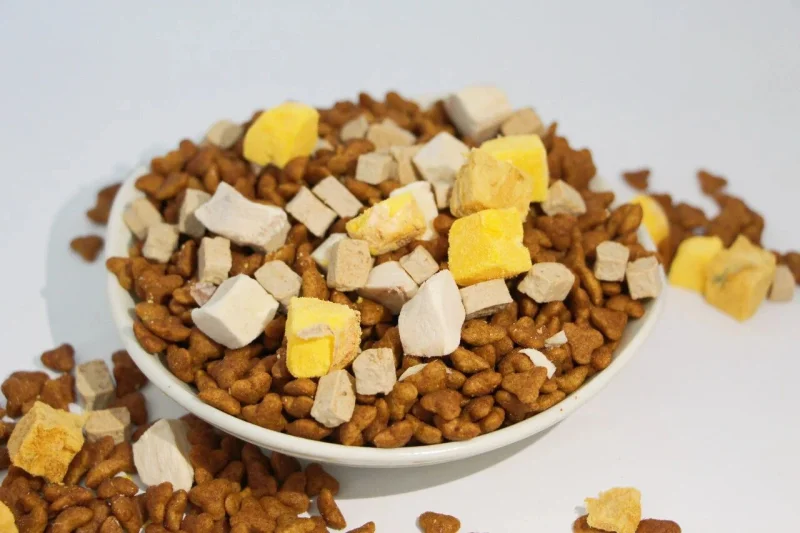 Dry pet food and kibble mix sample