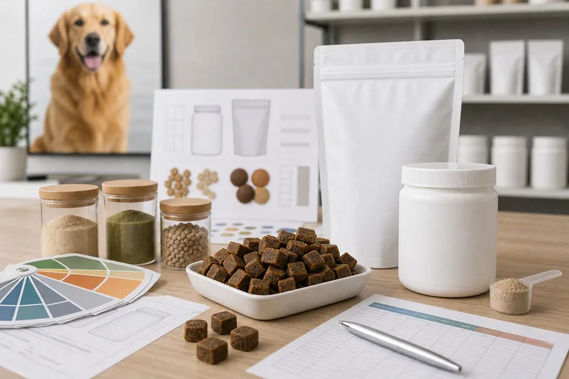 Private label dog multivitamin soft chew sample packaging and formula planning