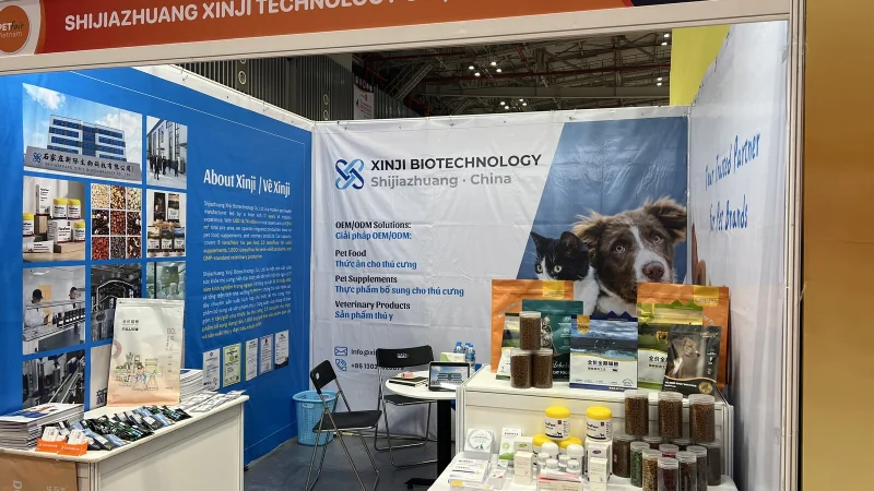 Petfair Vietnam 2026 Xinji Pet Food Booth P186 product display area