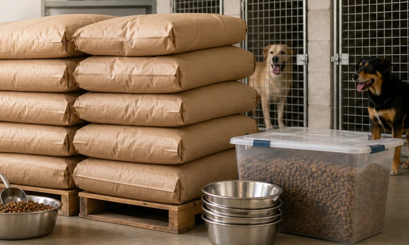 Plain bulk pet food sacks that help shelters reduce packaging costs