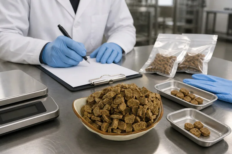 Venison and rabbit pet snack granules matching the original product during factory sample and quality review